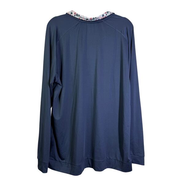 SWANNIES Pullover XL Leo Floral Contrast Quarter Zip Golf Navy Stand Collar - Picture 5 of 15